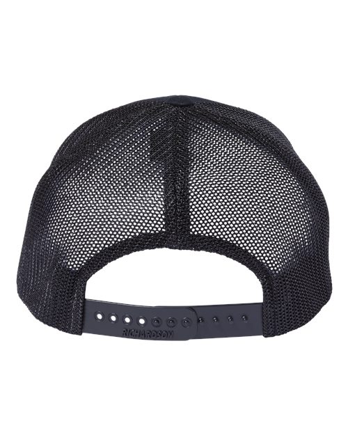 112+ R-Flex Adjustable Trucker Cap - Black back Richardson 112PL - 112+ R-Flex Adjustable Trucker Cap