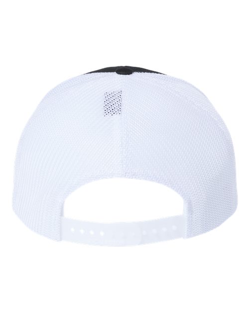112+ R-Flex Adjustable Trucker Cap - Black/ White back Richardson 112PL - 112+ R-Flex Adjustable Trucker Cap