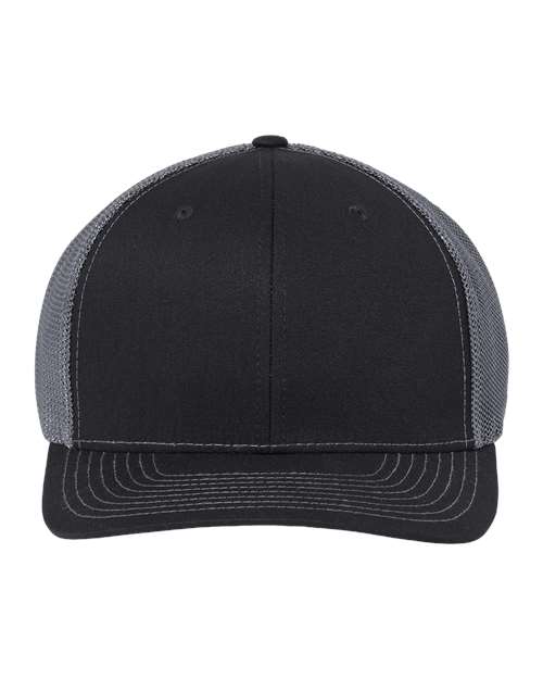 112+ R-Flex Adjustable Trucker Cap - Black/ Graphite Richardson 112PL - 112+ R-Flex Adjustable Trucker Cap